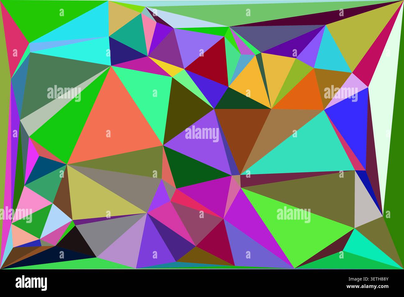 Bright abstract background with overlapping colorful triangles. Geometric polygons create a dynamic, modern visual texture. Stock Vector