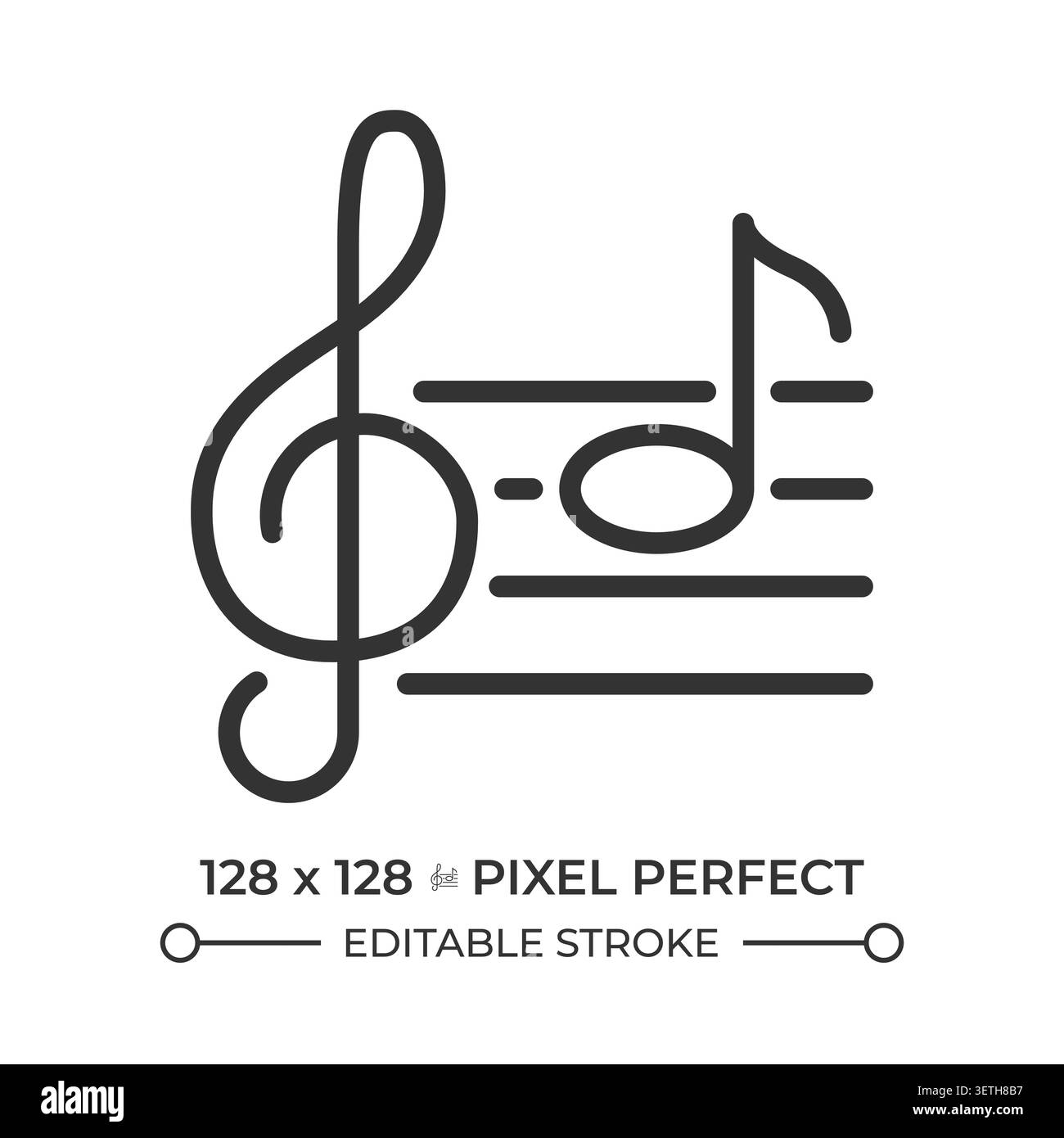 Musical notes pixel perfect line icon Stock Vector