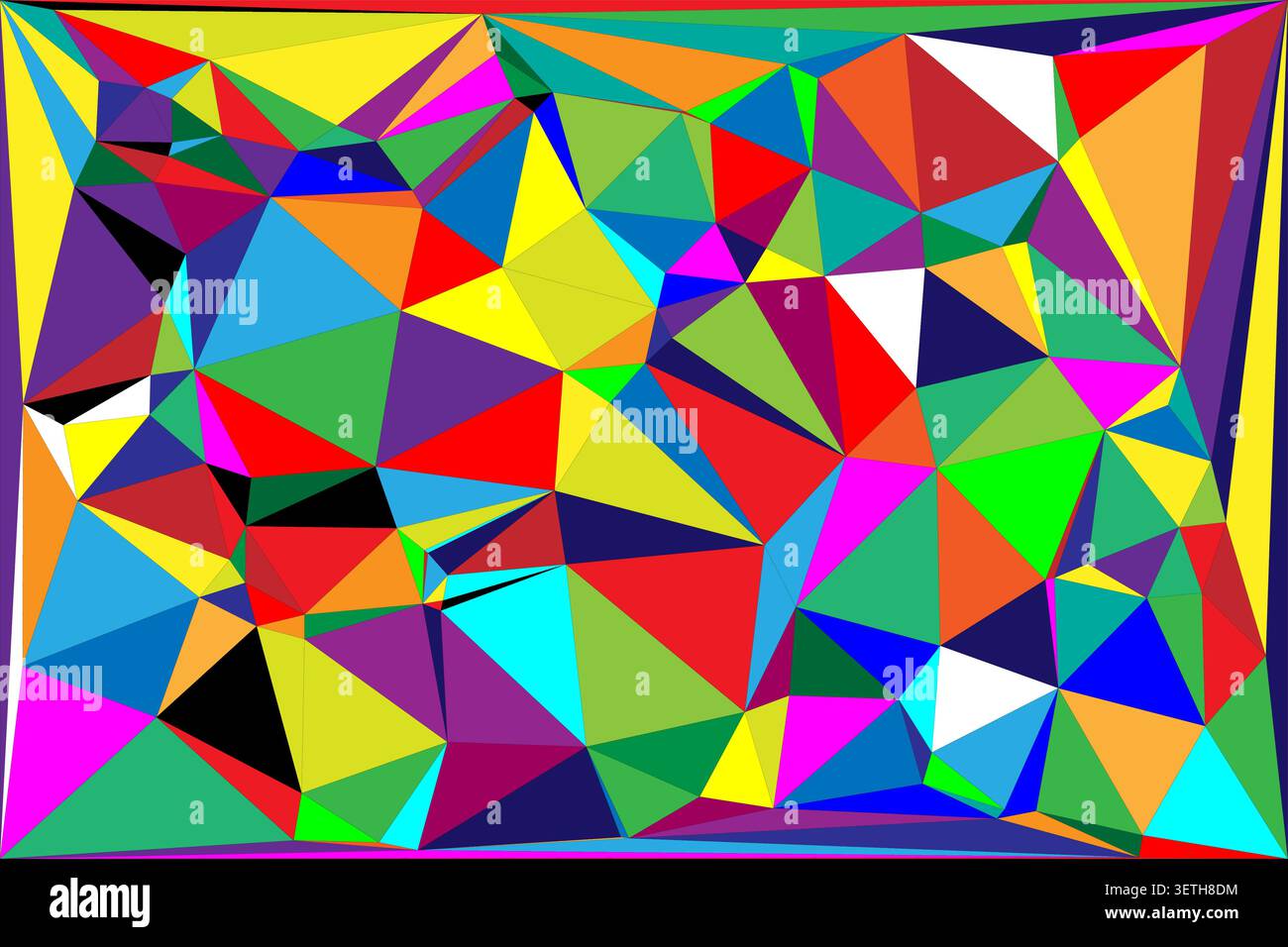 vibrant abstract geometric pattern with colorful triangles and sharp edges, digital art, dynamic mosaic. Stock Vector