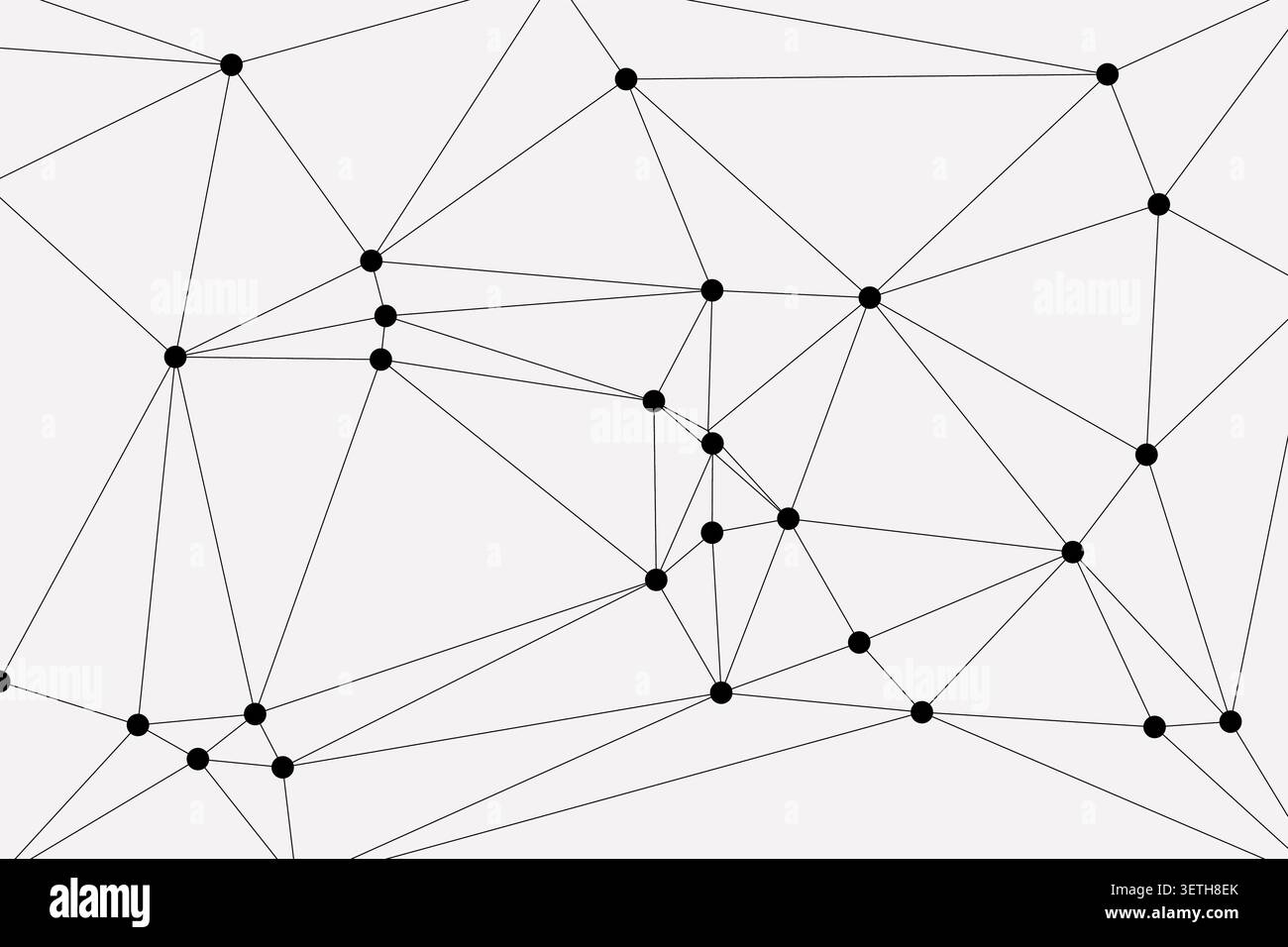 Abstract background featuring interconnected black dots and lines creating a complex geometric web. Dynamic digital network design. Stock Vector