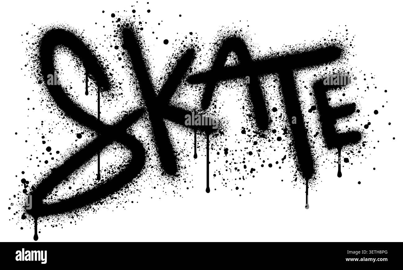 Graffiti Skate text sprayed in black over white. Stock Vector