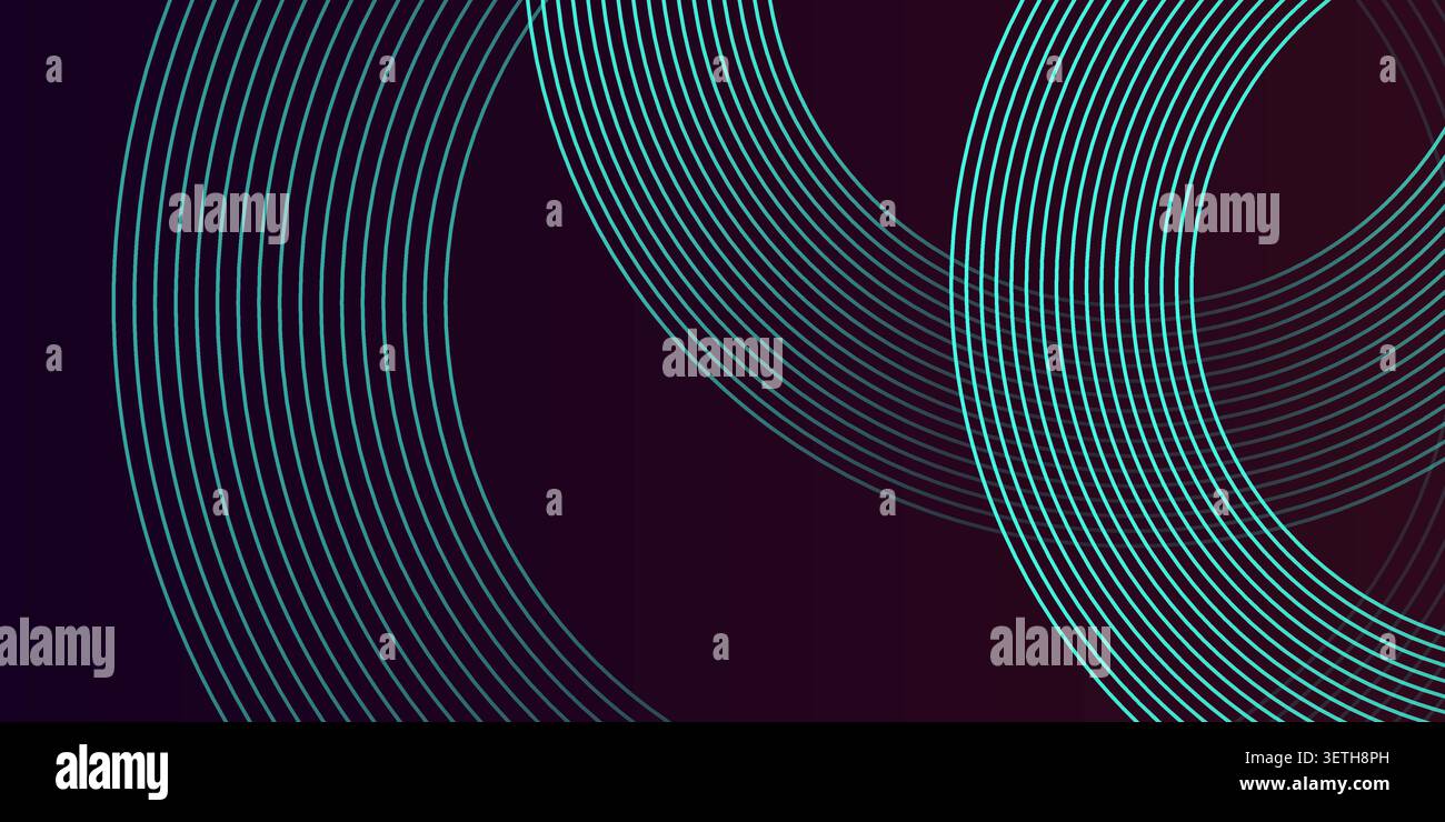 Dynamic abstract dark background features luminous blue curved lines, creating a modern, fluid visual effect suitable for technology and design concep Stock Vector