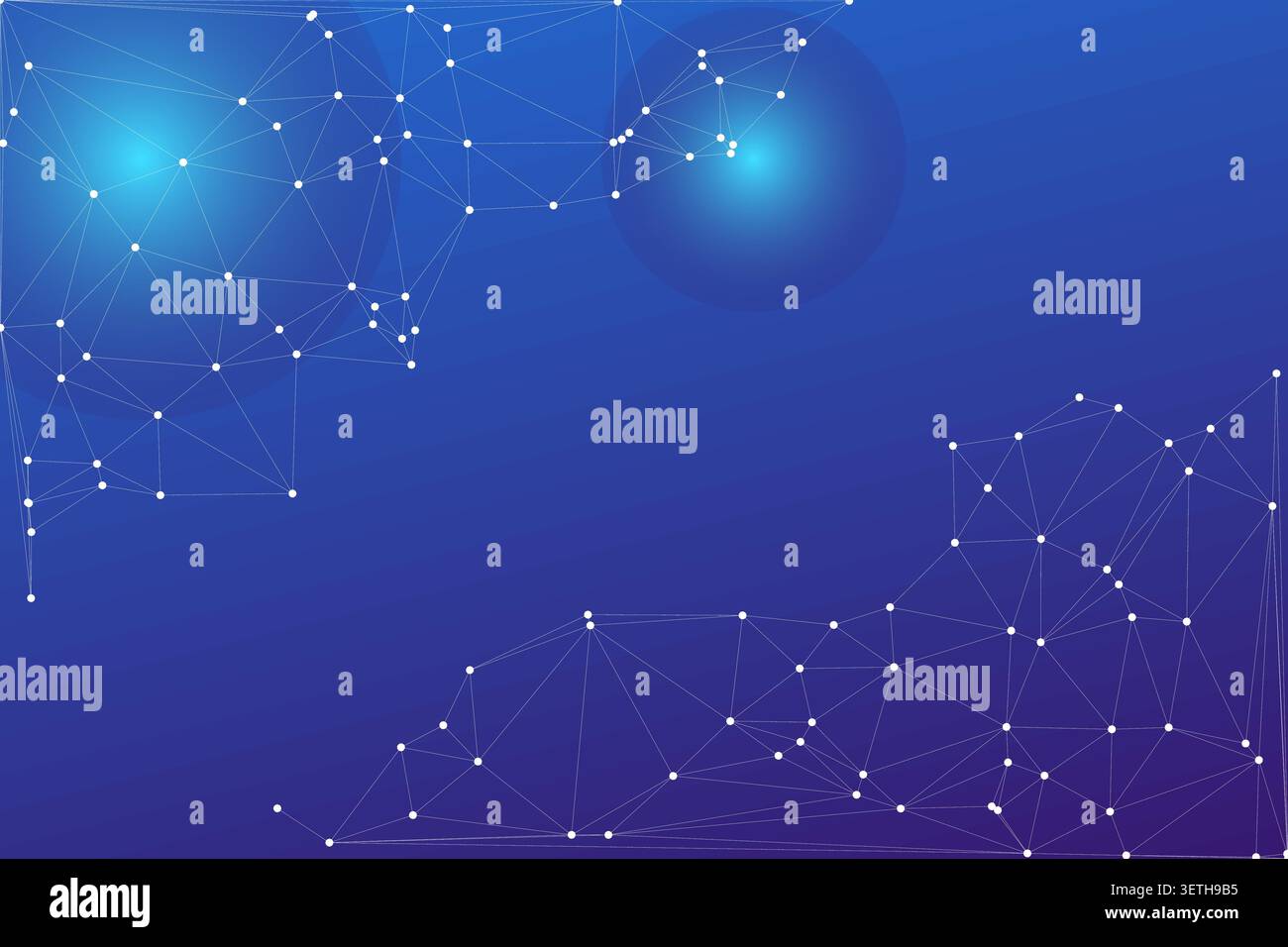 Futuristic network structure with glowing light spots and triangular mesh representing cloud computing and global data transmission on professional bl Stock Vector