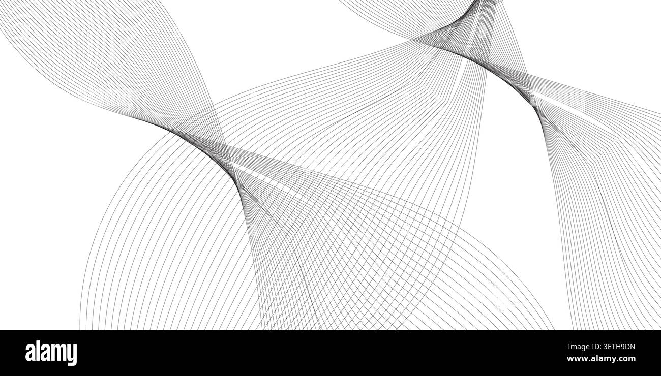 Intersecting lines, smooth curves, abstract pattern, white background, dynamic movement, graphic design, digital art, modern backdrop Stock Vector
