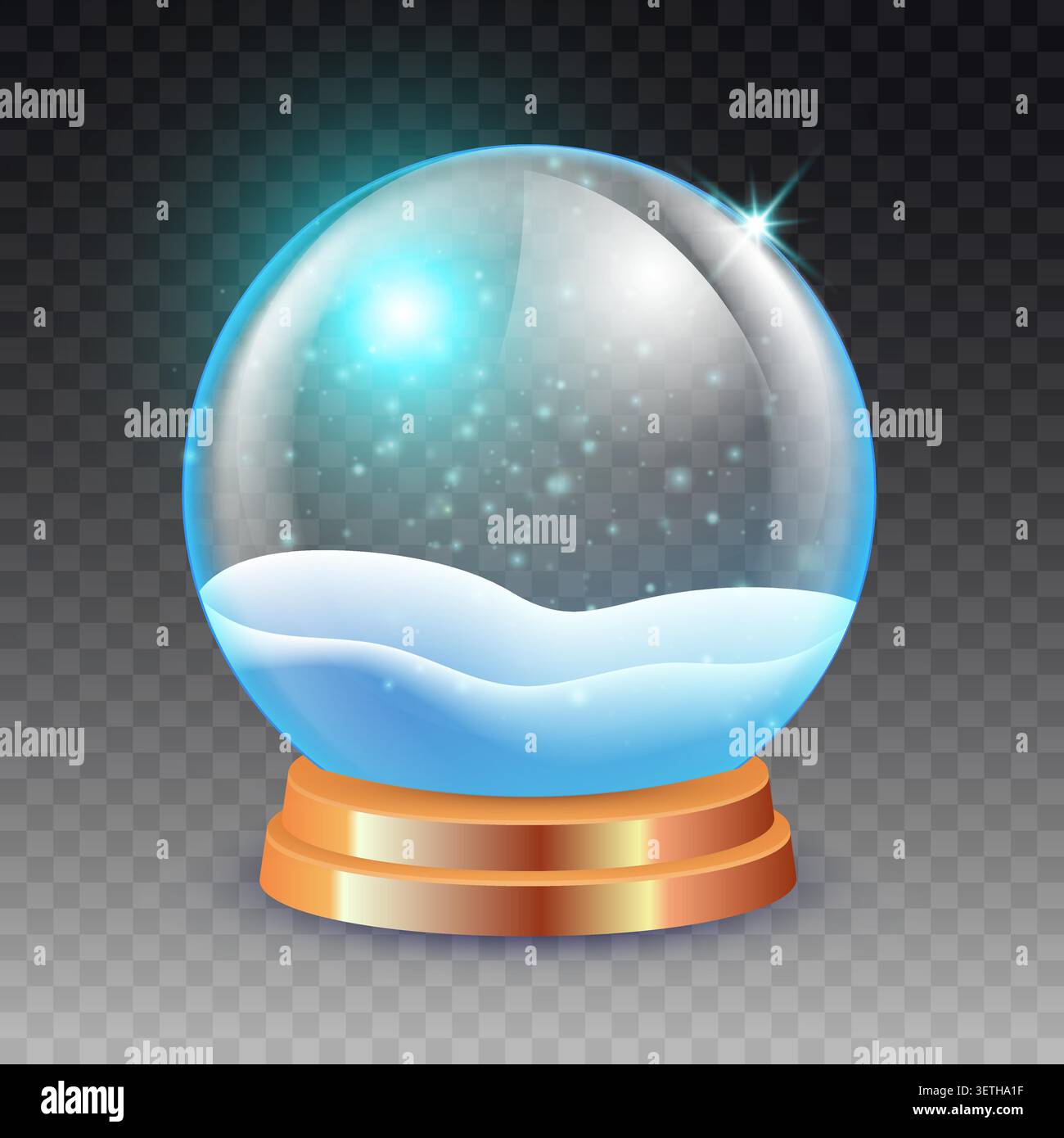 Glass sphere glows with soft blue light Stock Vector
