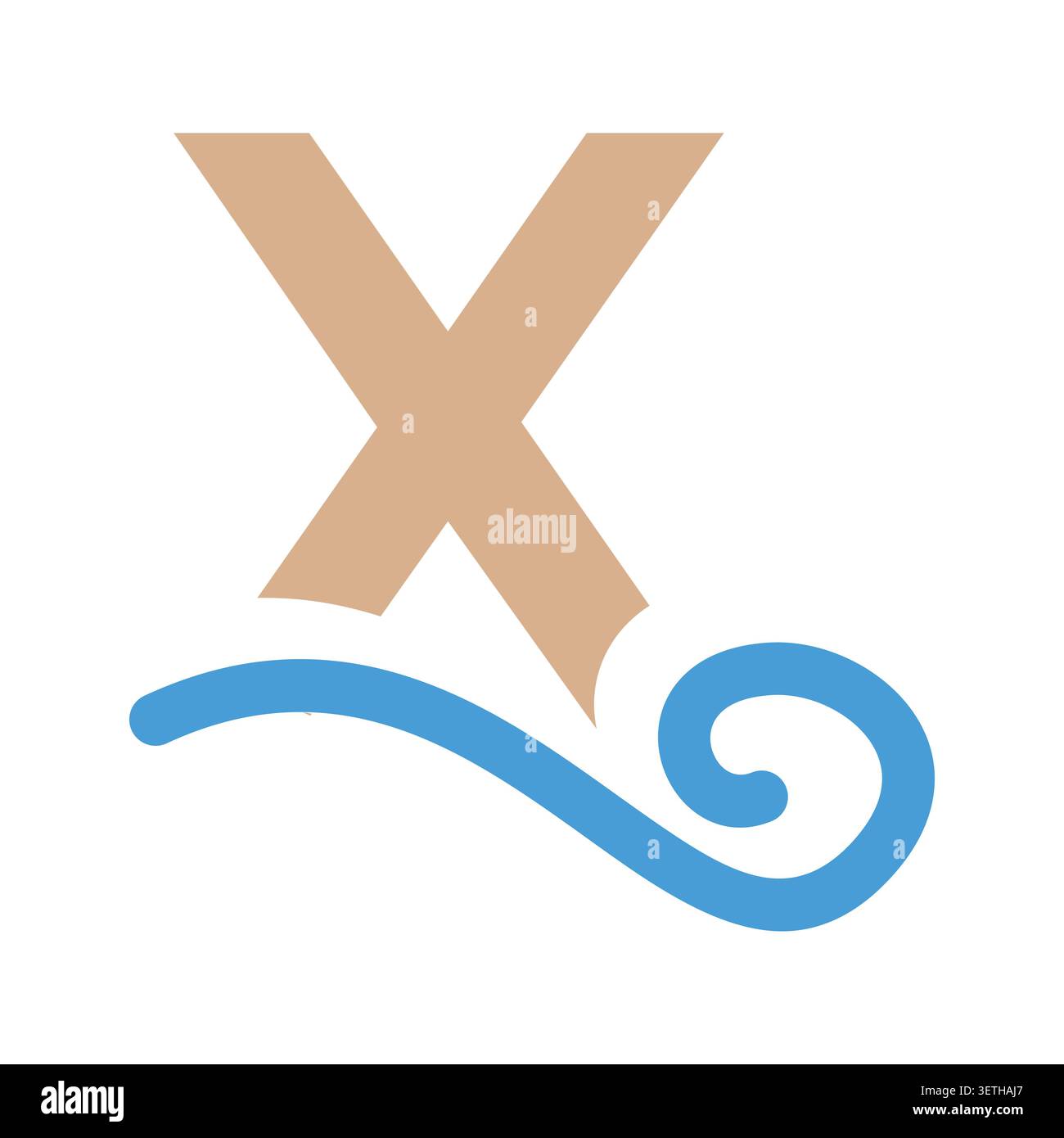Modern letter X wind symbol design featuring smooth airflow curves, clean geometric structure, and dynamic motion elements. Ideal for branding, techno Stock Vector