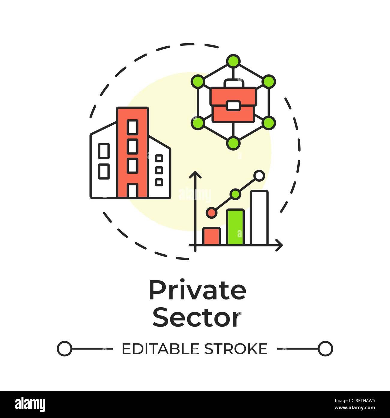 Private sector multi color concept icon Stock Vector