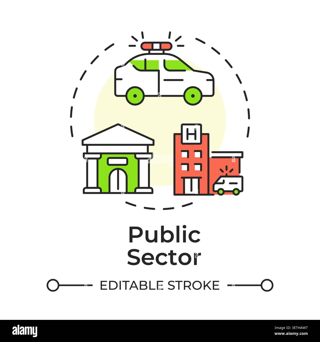 Public sector multi color concept icon Stock Vector