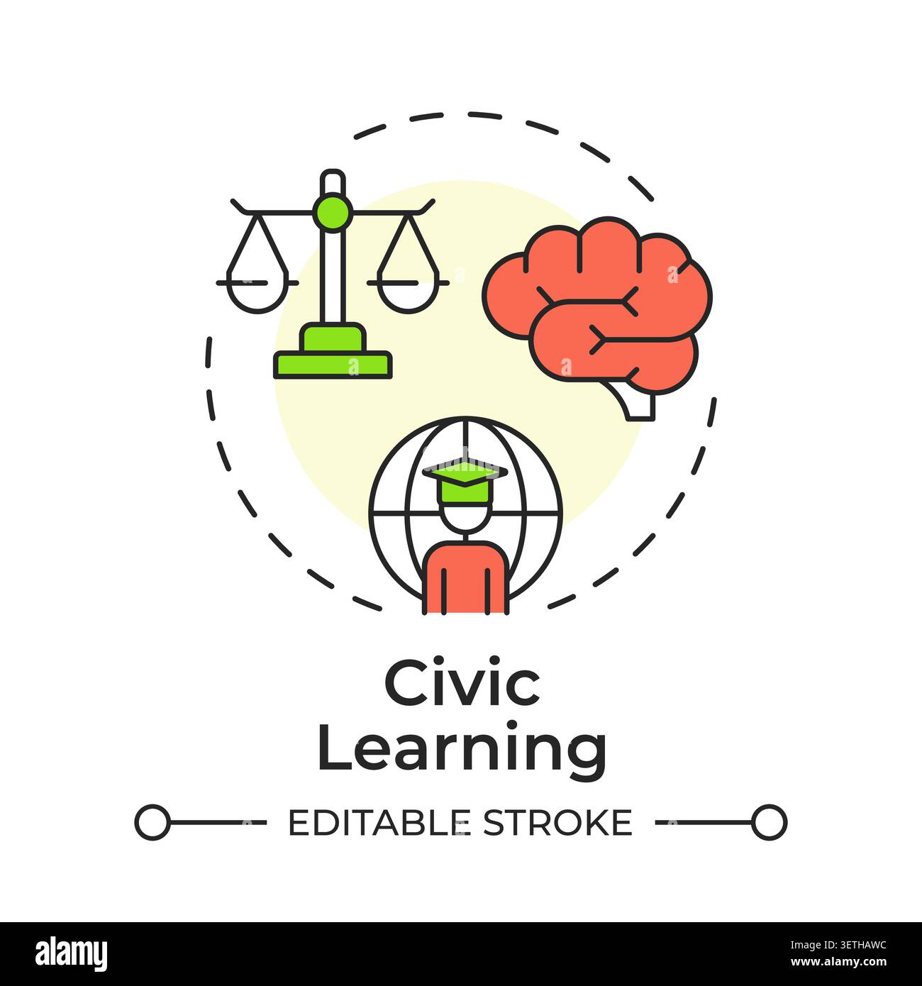 Civic learning multi color concept icon Stock Vector