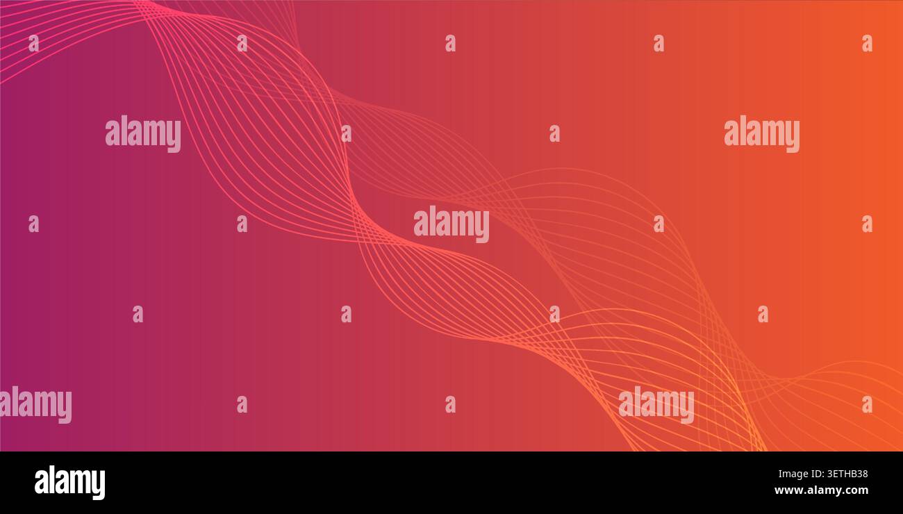 Abstract wavy orange lines creating flowing patterns on deep blue background. Elegant curves, perfect for backgrounds and digital creative concepts. Stock Vector