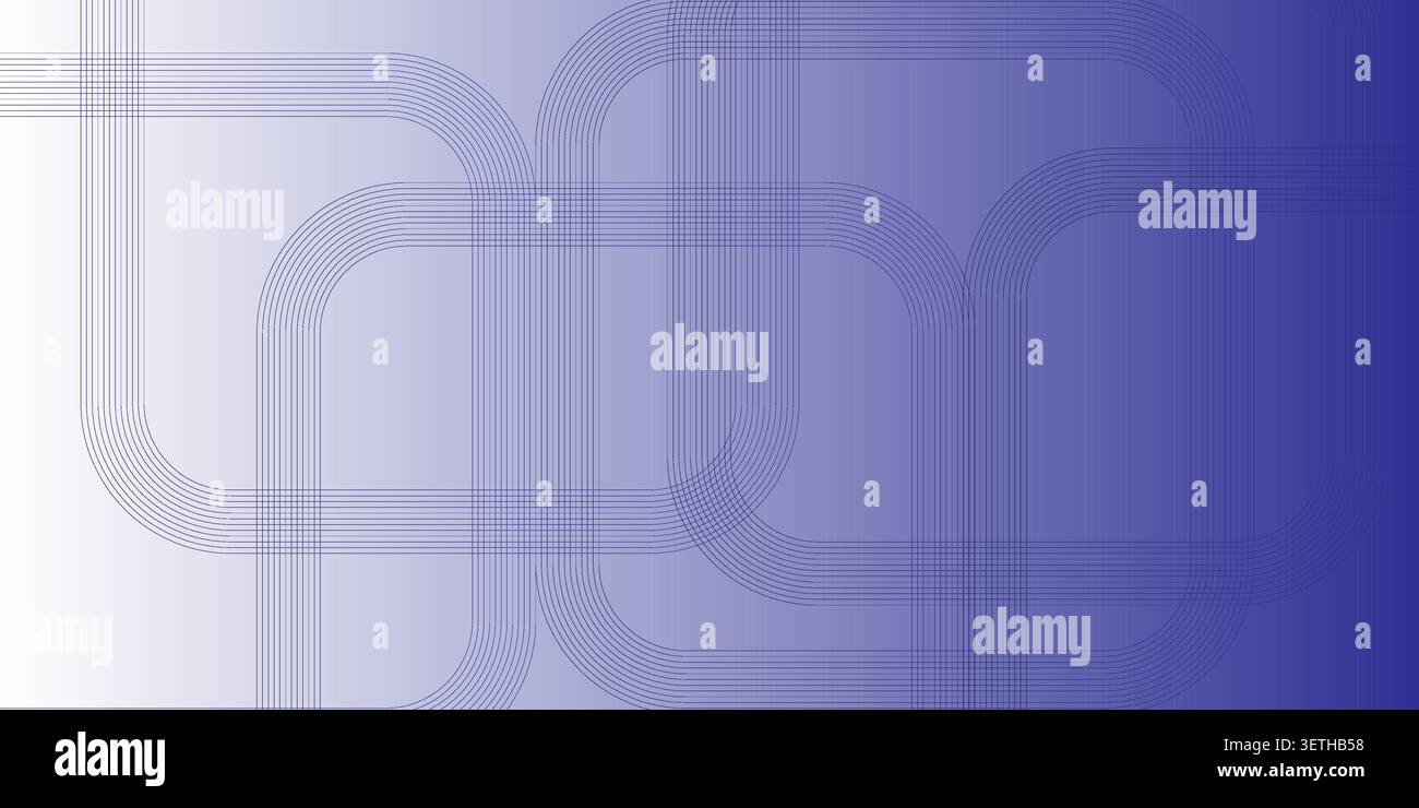 Abstract gradient blue background with intertwined rounded rectangular lines, modern art, graphic design, geometric pattern Stock Vector