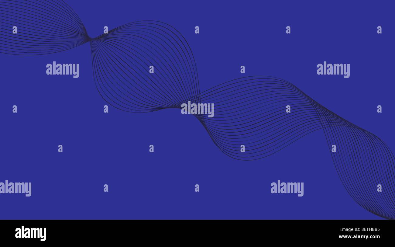 Abstract Blue Wavy Line Background with Flowing Curved Wave Pattern Stock Vector