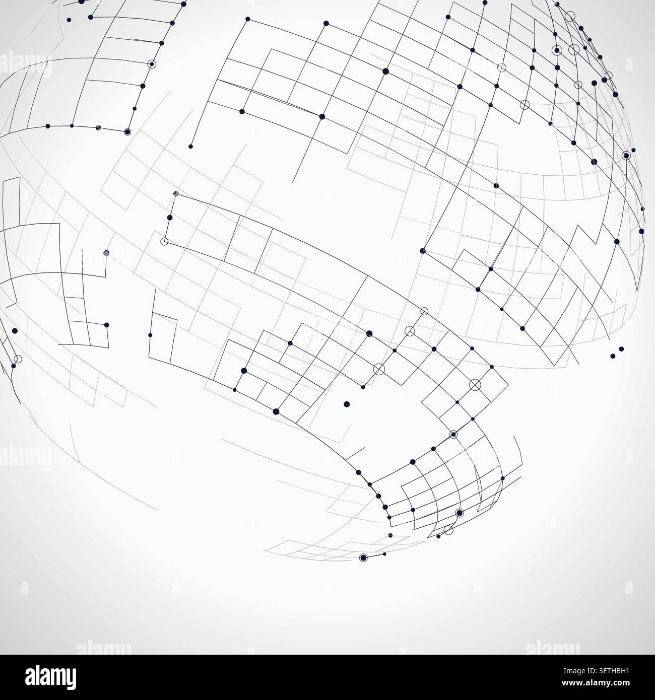 Decorative tech globe illustration for web banners, creative layouts, and modern visual branding. Stock Vector