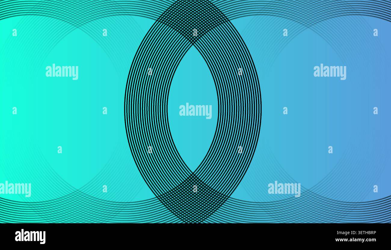Dynamic modern background with repeating green circles on dark backdrop. Intersecting line patterns creating grid-like textures. Abstract visual for w Stock Vector