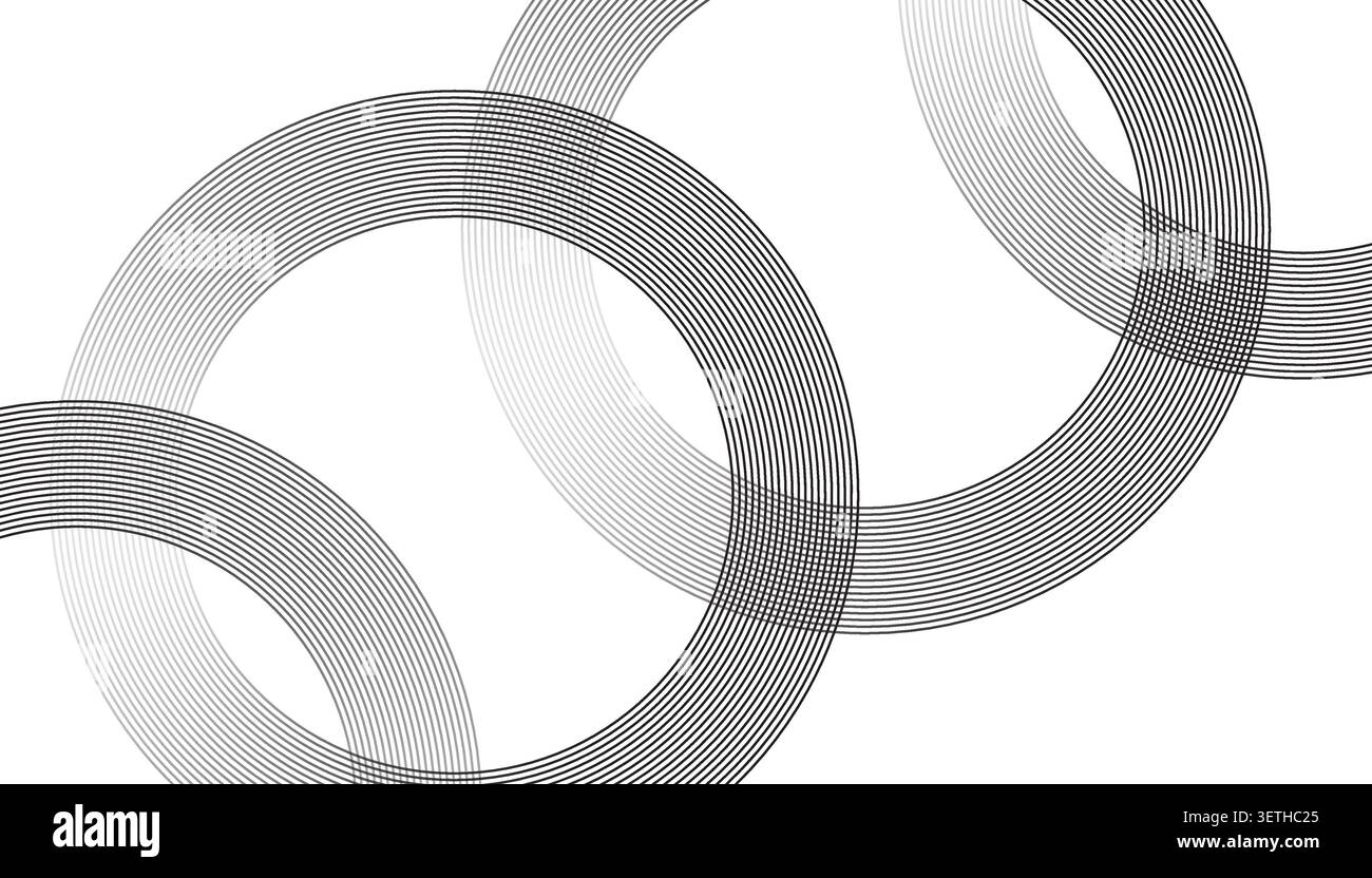 Modern abstract background featuring overlapping rounded square shapes. Intersecting black and white lines create a complex geometric pattern. Dynamic Stock Vector