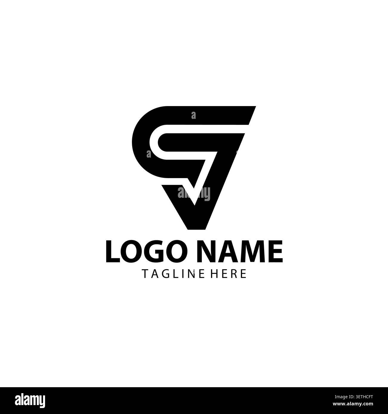 Modern monogram letter CJ triangle logo design vector Stock Vector