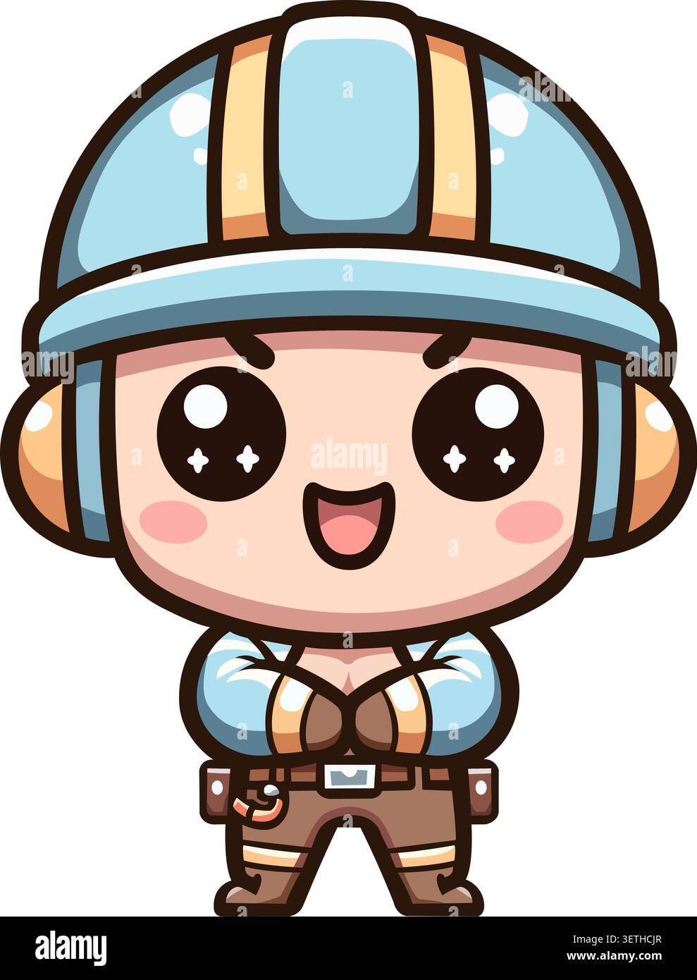 Cute Construction Worker Mascot Cartoon Character Vector Stock Vector