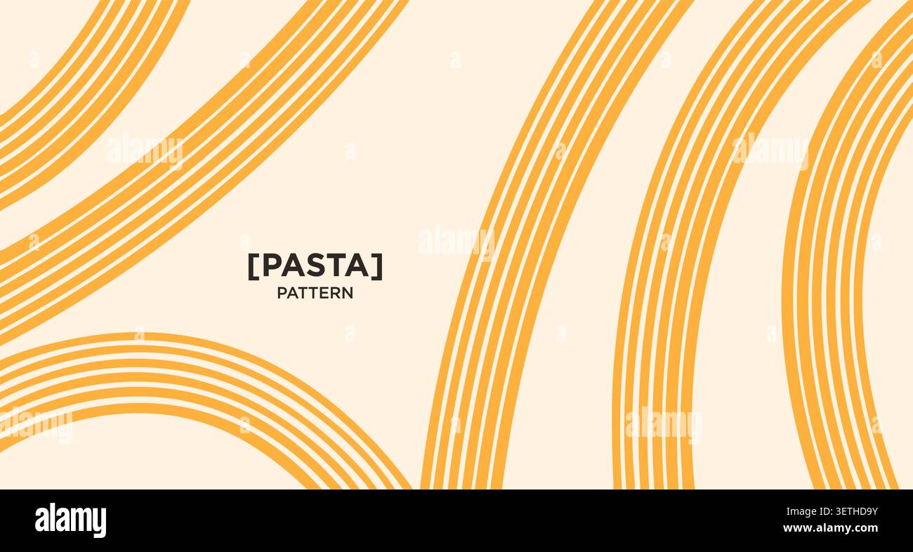 Wavy pasta lines form dynamic food pattern. Stock Vector