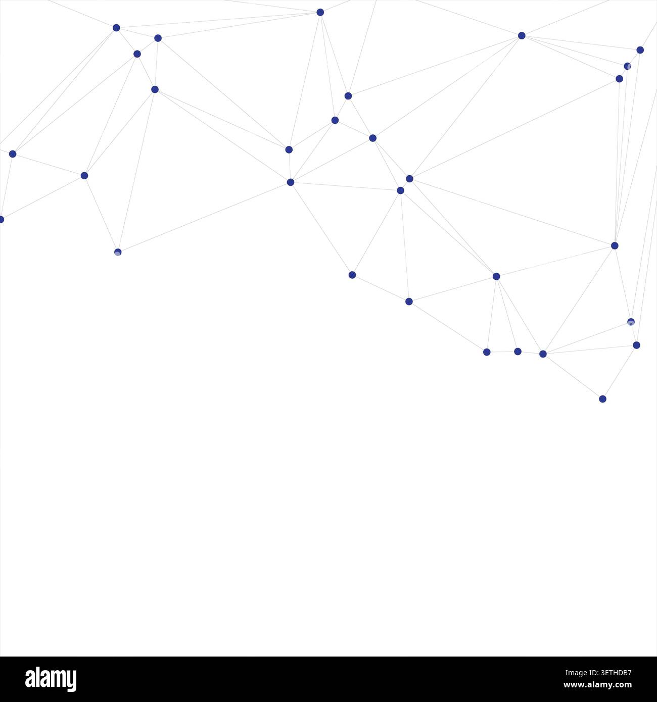Abstract pattern featuring interconnected blue dots and light gray lines on a white background, representing network, data, and technology concept. Stock Vector