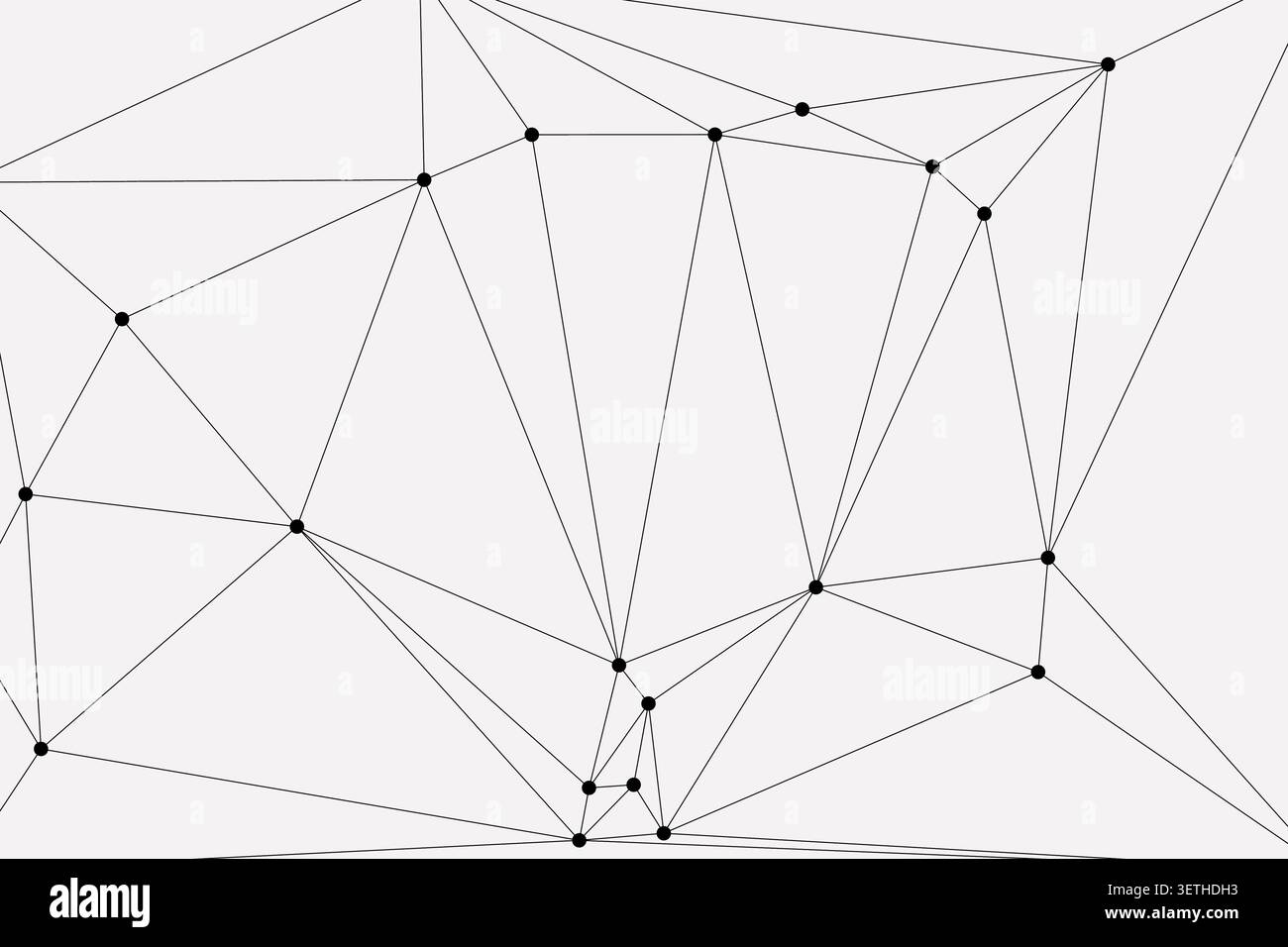Abstract geometric triangulation displays multiple black points interconnected by straight lines, creating a complex and intriguing network pattern on Stock Vector