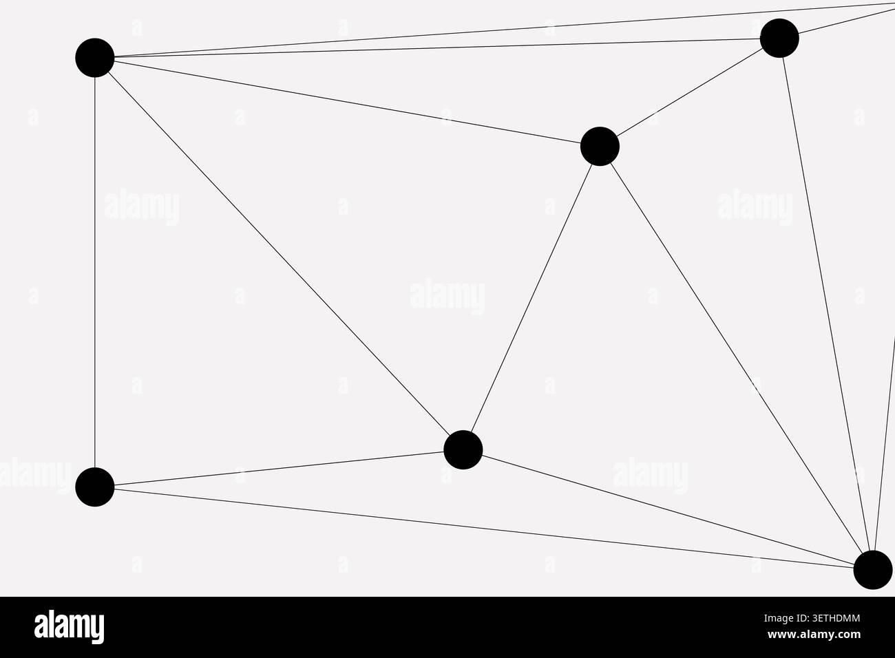 Large black dots and connecting thin lines create a geometric abstract design. Simple, clean composition with clear visual structure. Stock Vector