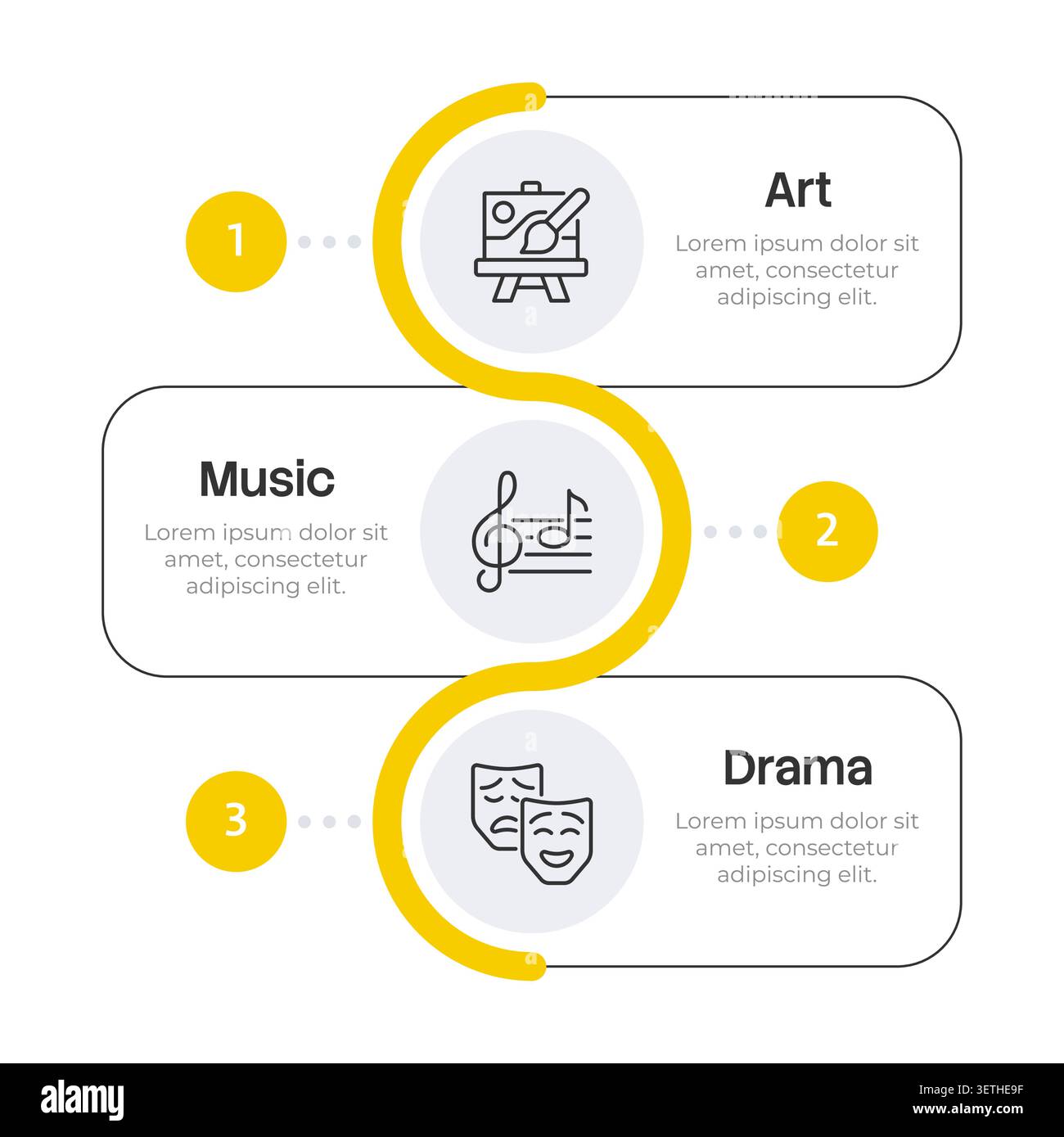 Creative subjects infographic 3 steps Stock Vector