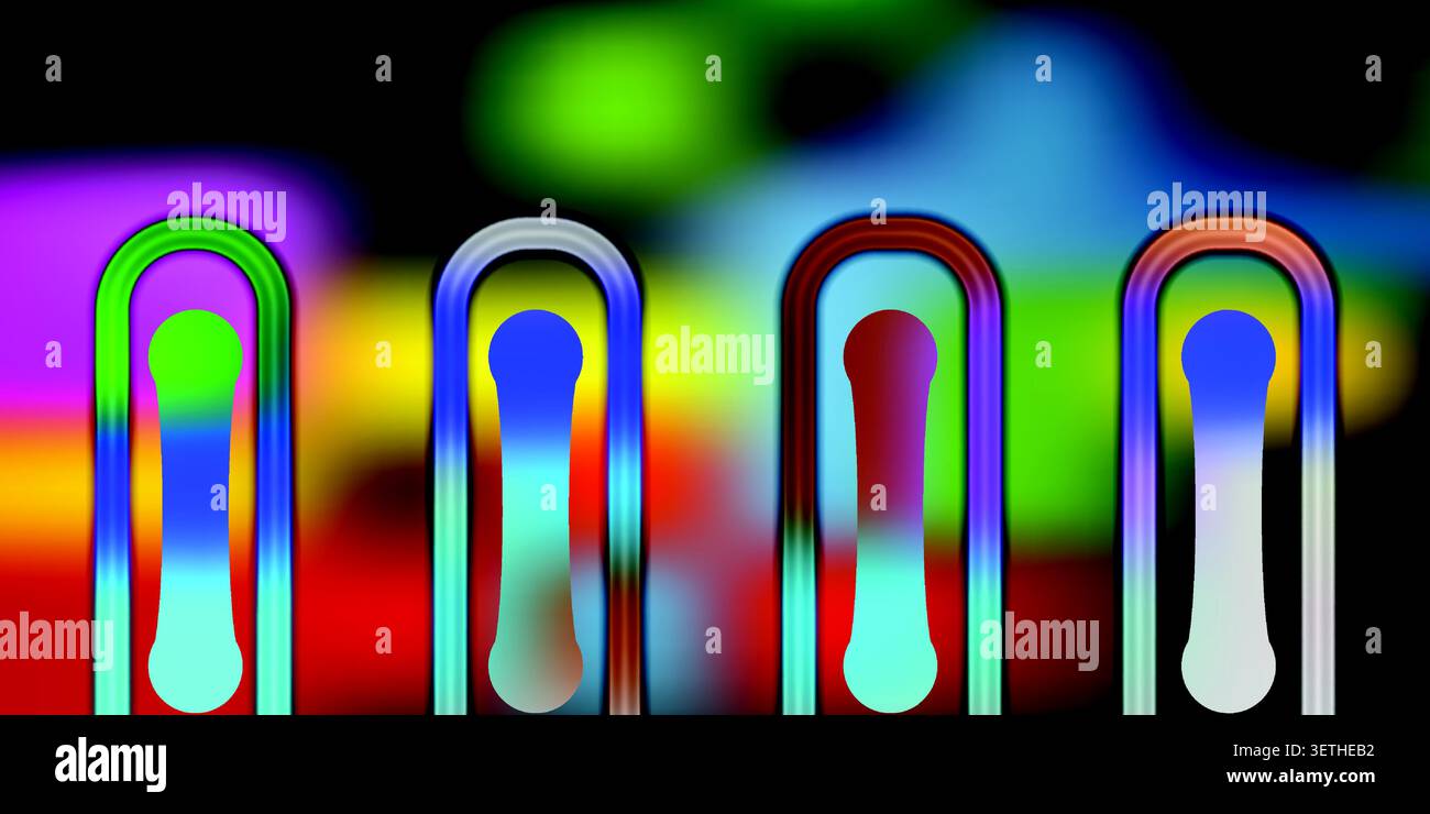 Abstract background with four colorful paperclipshaped elements Stock Vector