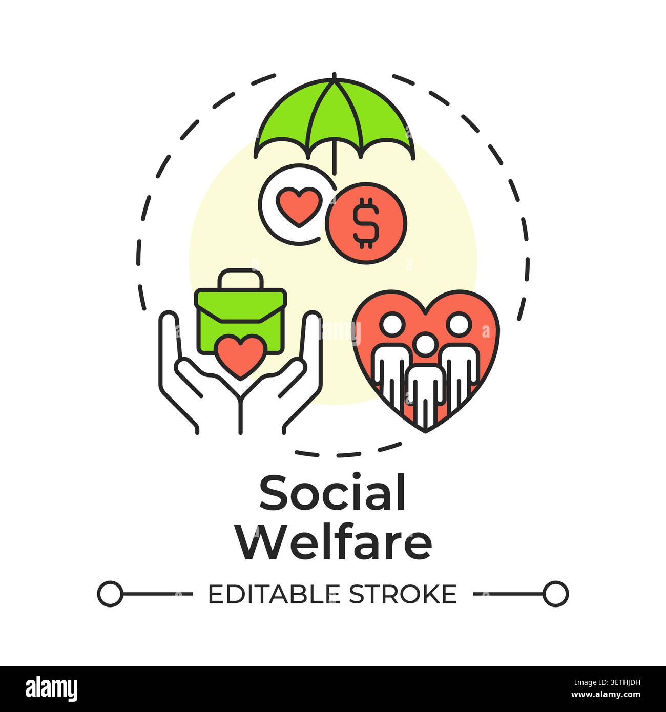 Social welfare multi color concept icon Stock Vector