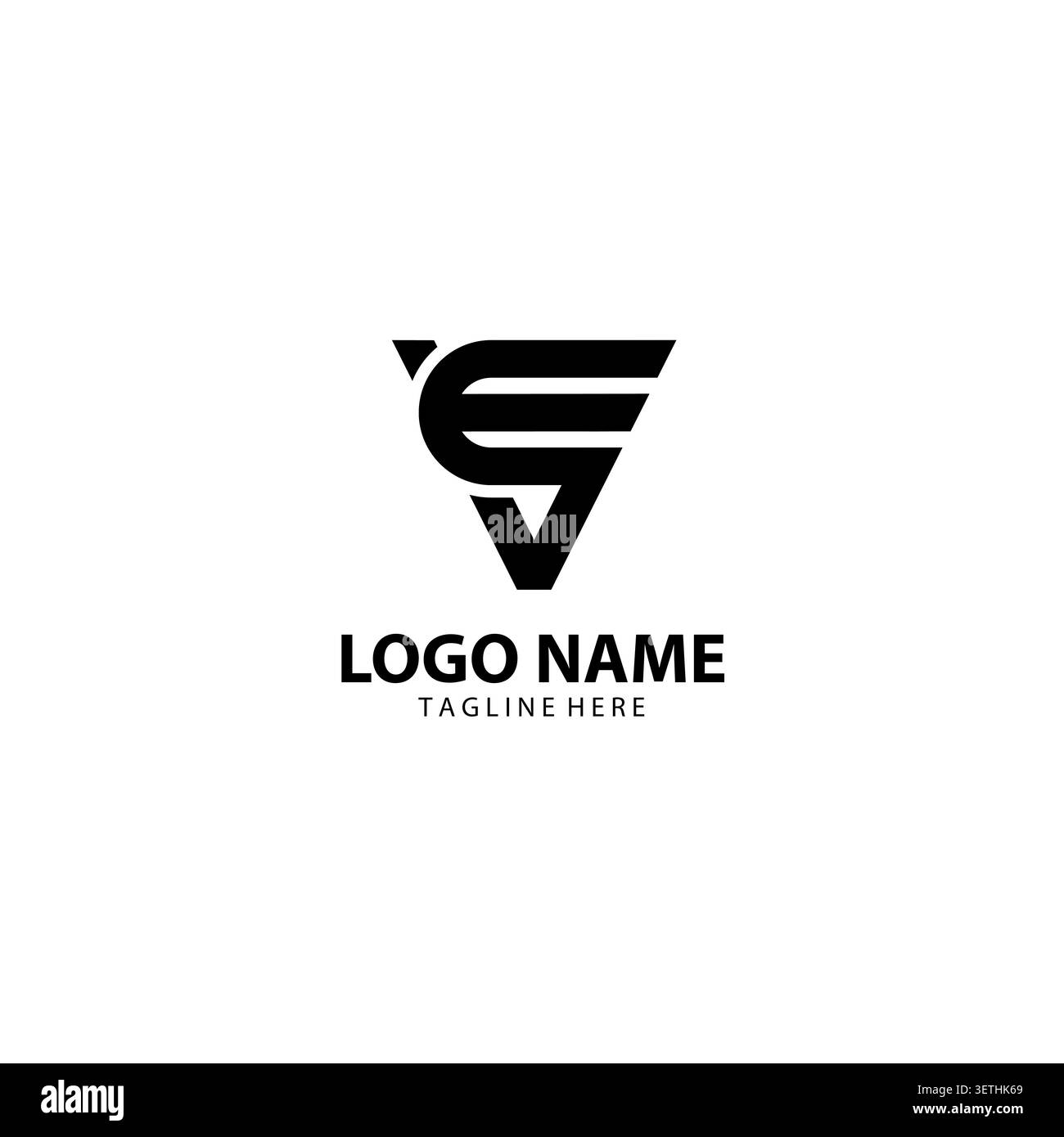Initial letter VE or EV flat monogram logo design vector template Stock Vector