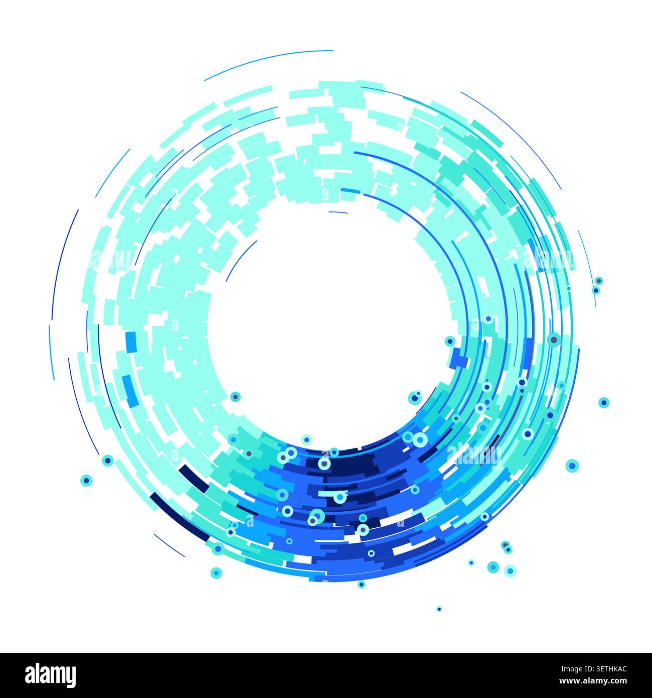 Abstract digital ring interface made from layered geometric arc blocks Stock Vector