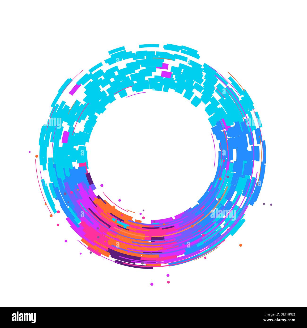 Abstract digital ring interface made from layered geometric arc blocks Stock Vector