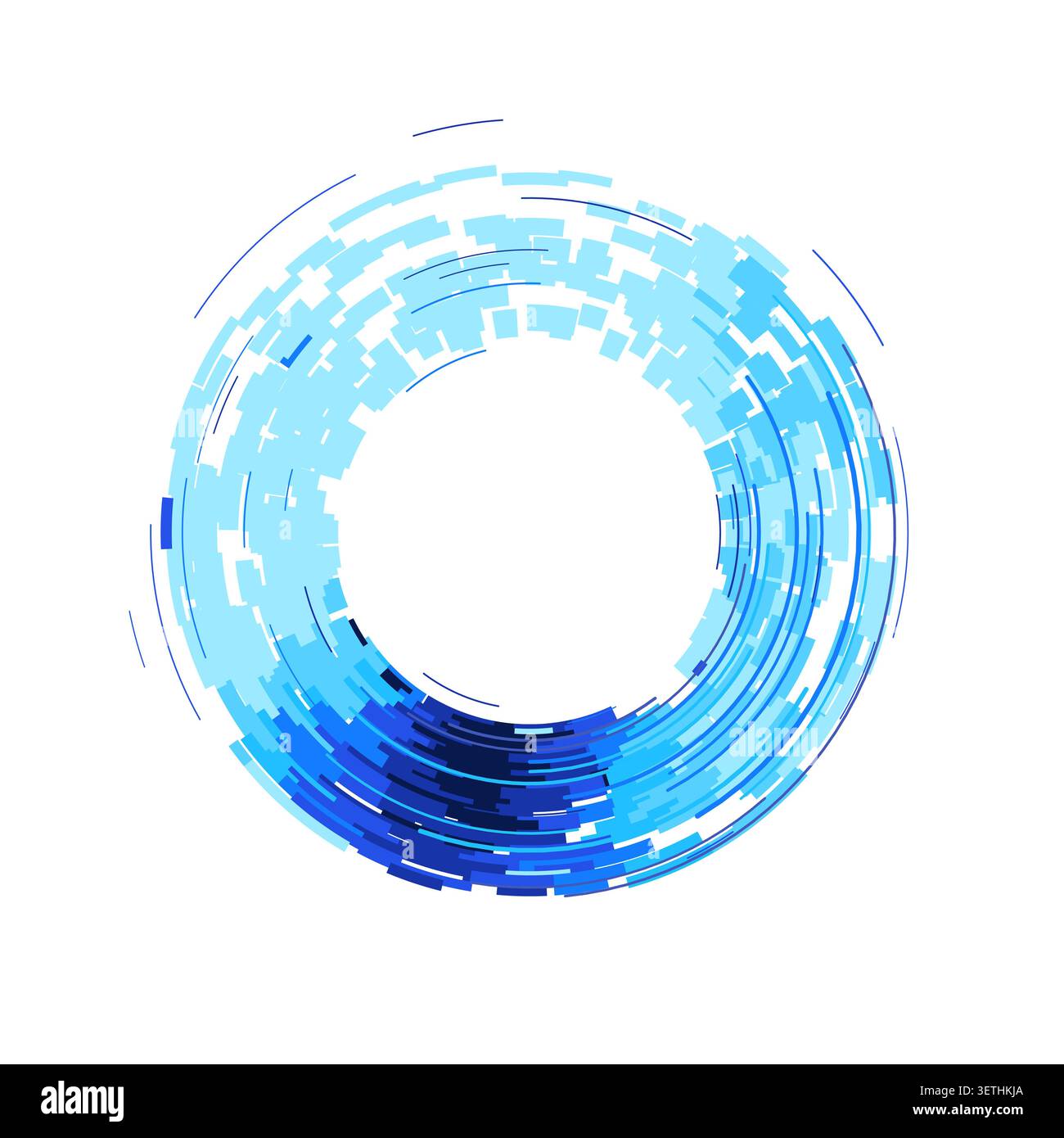Concentric circular tech segments with dynamic blue glow accents Stock Vector