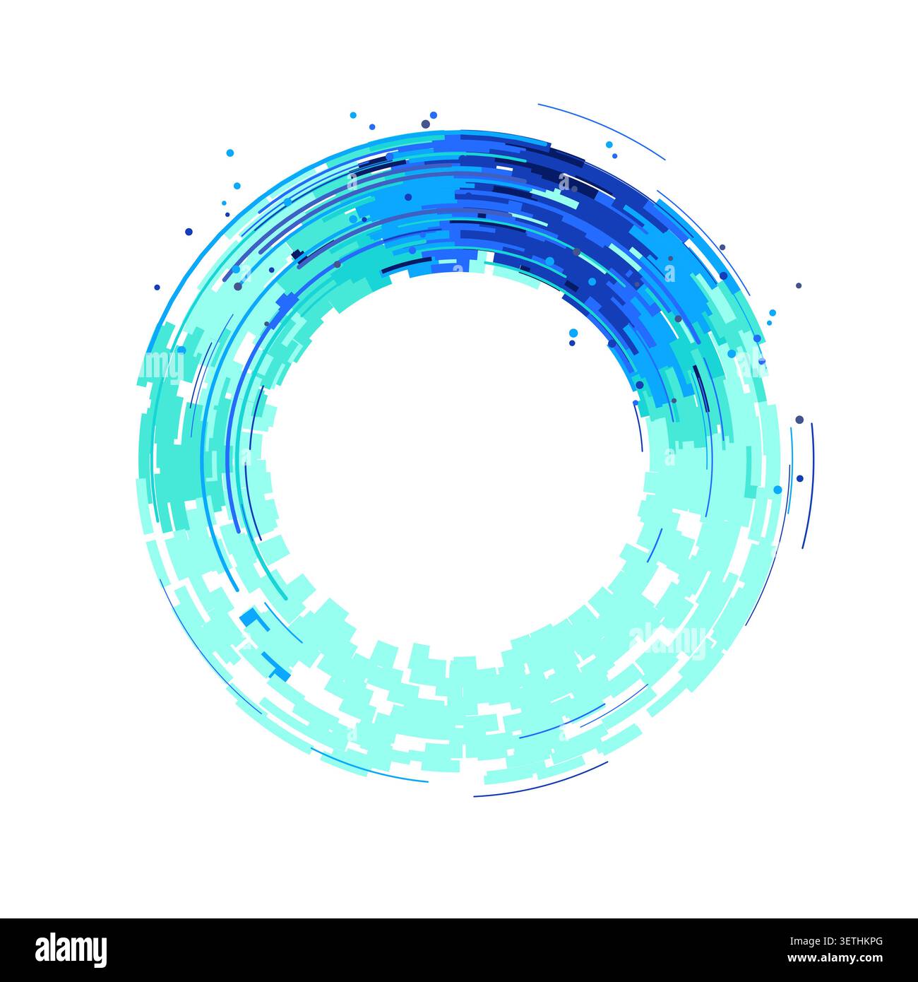 Concentric circular tech segments with dynamic blue glow accents Stock Vector