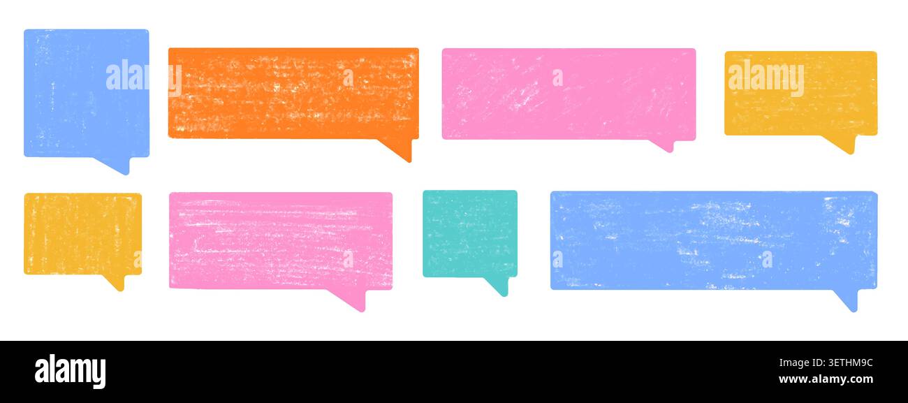 Chalk-textured speech bubble frames. Stock Vector
