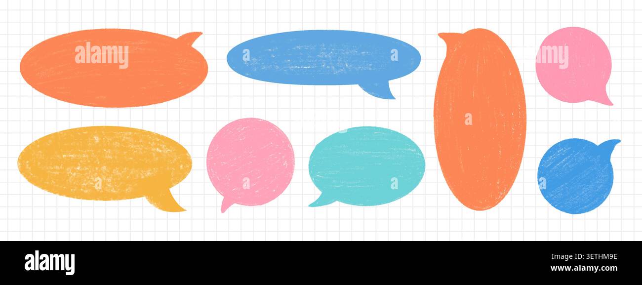 Chalk-textured speech bubble frames. Stock Vector