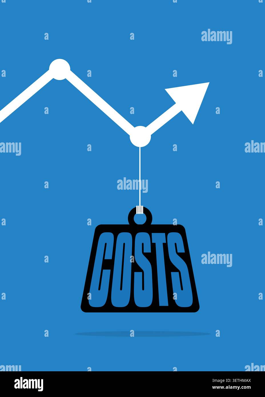 Business Graph Pulled Down by Heavy Costs Stock Illustration Stock Vector