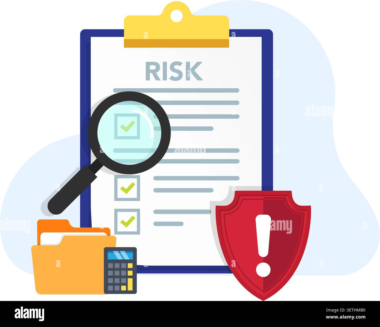 Risk Management Checklist with Shield Stock Illustration Stock Vector