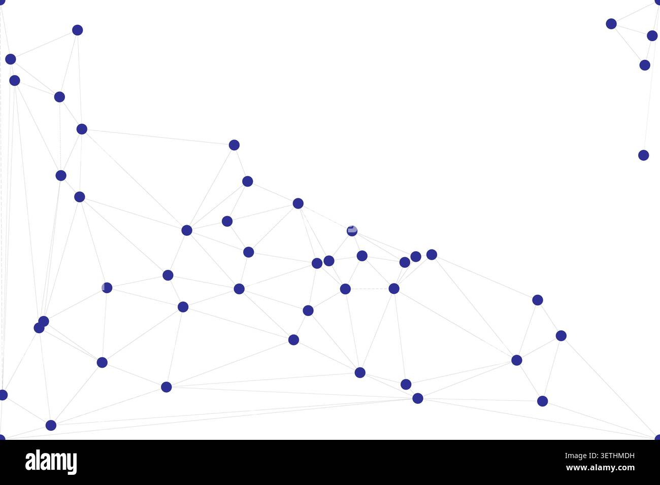 Abstract image featuring dark blue dots interconnected by thin white lines, creating a geometric network. design forms a visual pattern, graphic layou Stock Vector
