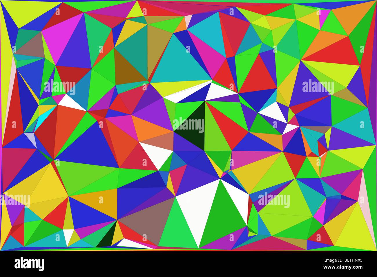 Abstract collage featuring diverse triangular forms, bright color palette, and angular geometric composition, ideal for backgrounds. Stock Vector