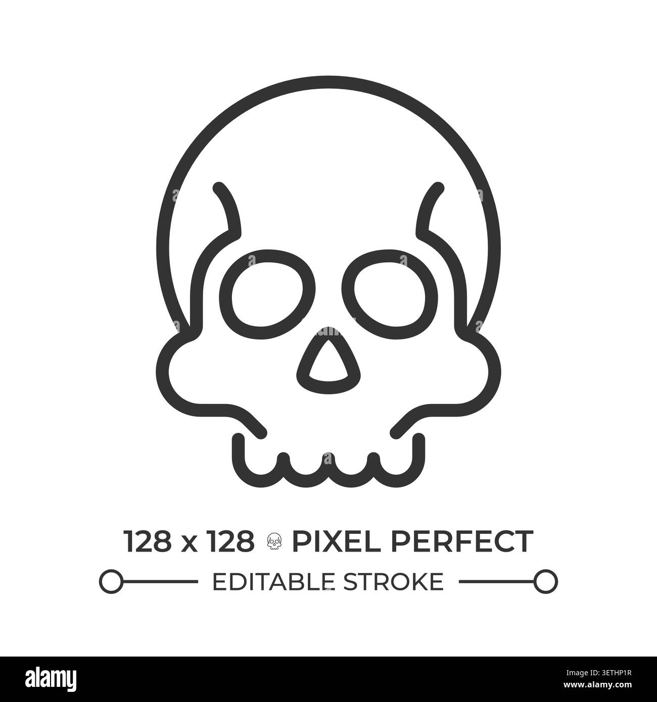 Human skull pixel perfect line icon Stock Vector