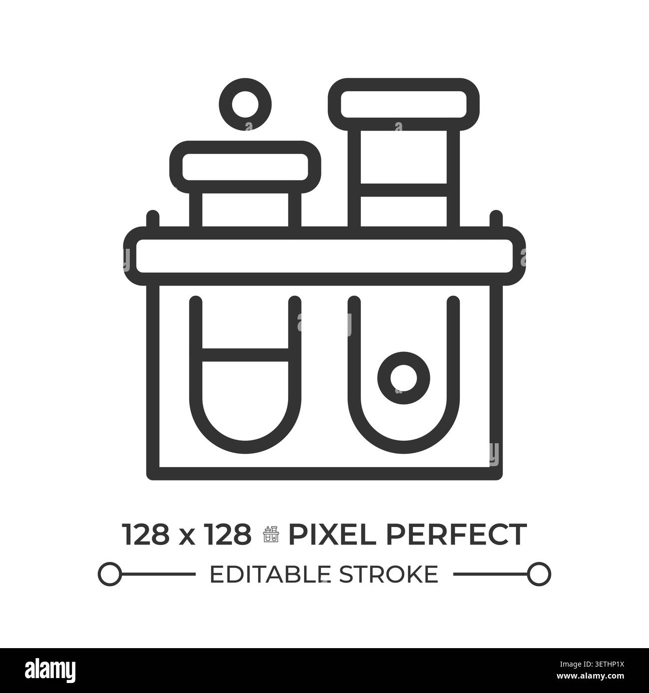 Test tubes on rack pixel perfect line icon Stock Vector