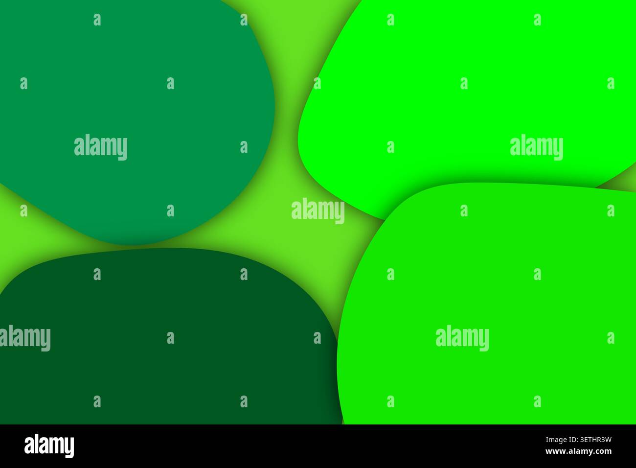 Vibrant green abstract design. Overlapping rounded shapes create depth. Modern, clean, and organic background. Stock Vector