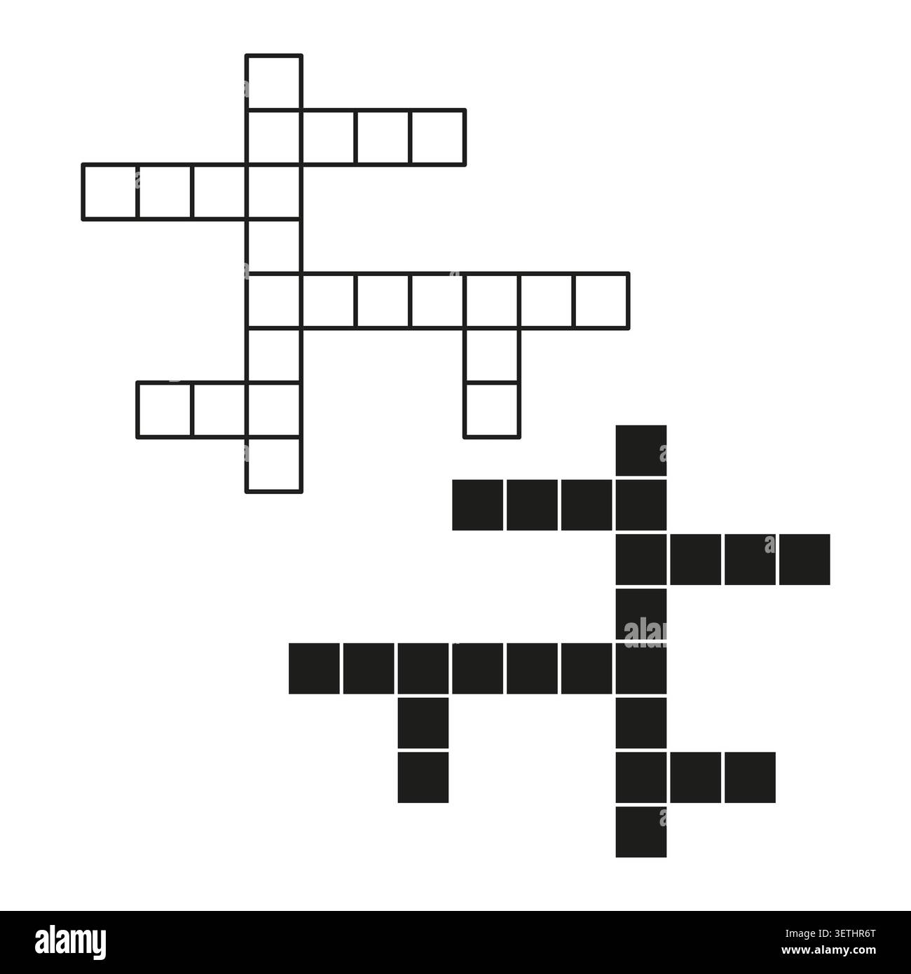 Blank crossword puzzle grid template vector. Ideal for educational materials brain games and intellectual activity publications. EPS 10. Stock Vector