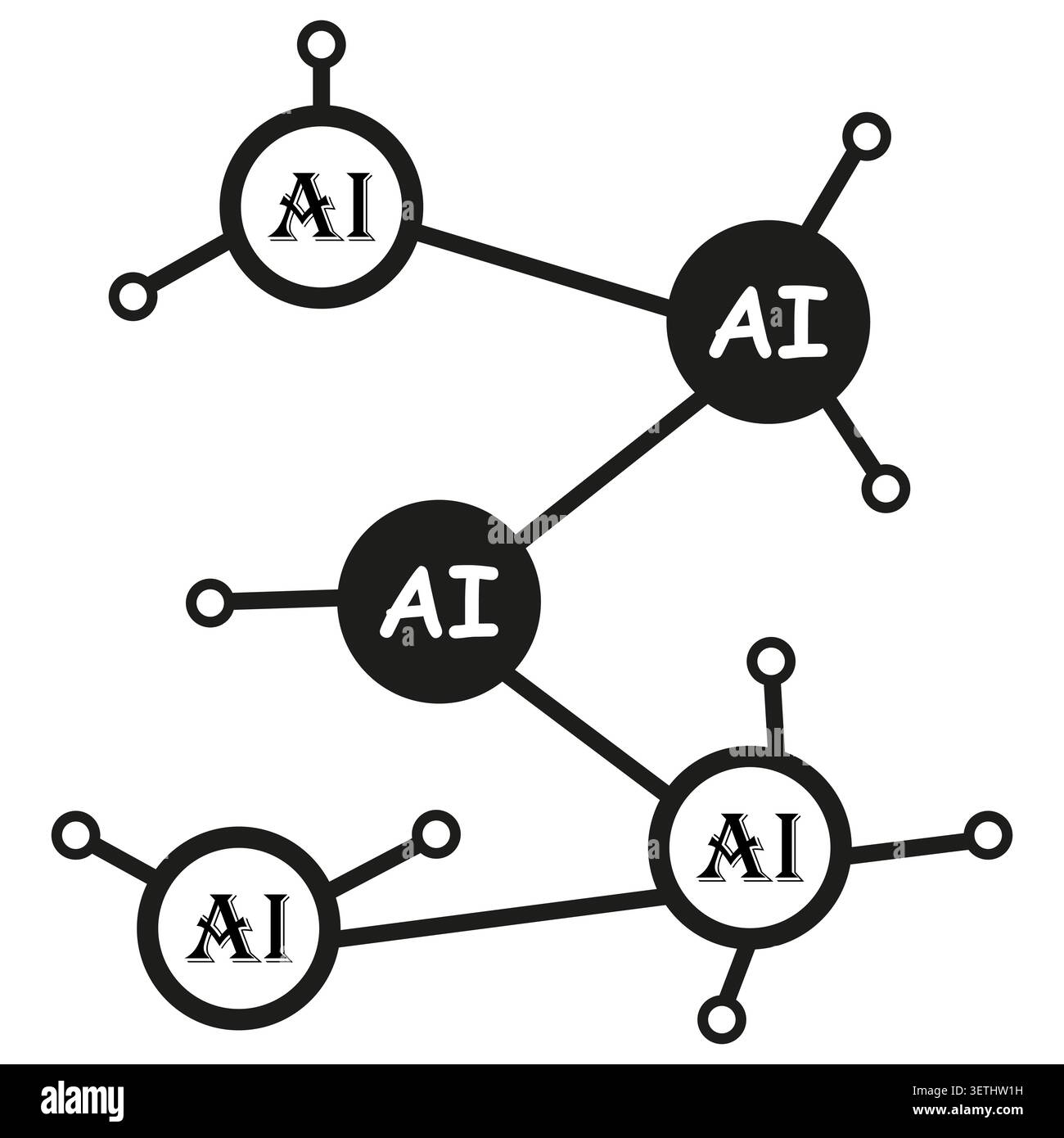 Artificial intelligence neural network nodes connecting data vector This graphic is perfect for modern tech web banner ads EPS 10. Stock Vector