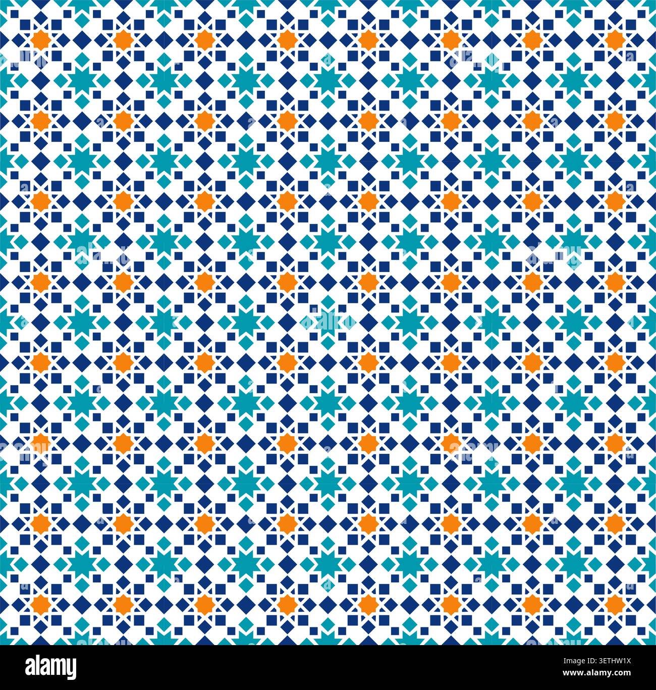 Moroccan Mosaic Tile Seamless Pattern Blue Islamic Background Stock Vector