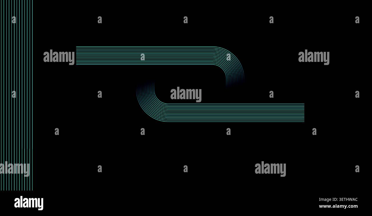 Modern abstract illustration featuring smooth blue lines creating interconnected rectangular forms. Creative digital artwork on a dark background. Stock Vector