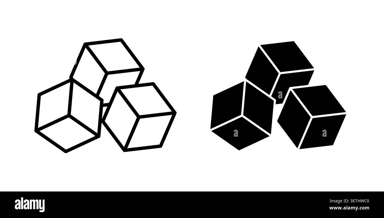 Sugar cubes icon set. Vector EPS 10. Stock Vector