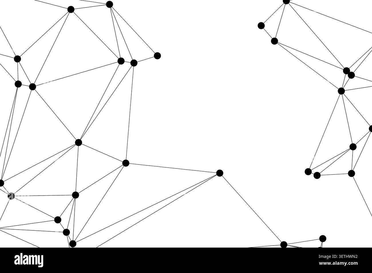 clean white background featuring an abstract geometric network of black dots and lines, representing concepts of digital communication, data exchange, Stock Vector