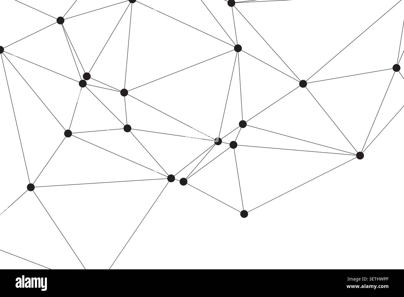 Abstract low poly design with interconnected dots creating a geometric network pattern. futuristic visual, technology concept, digital data representa Stock Vector
