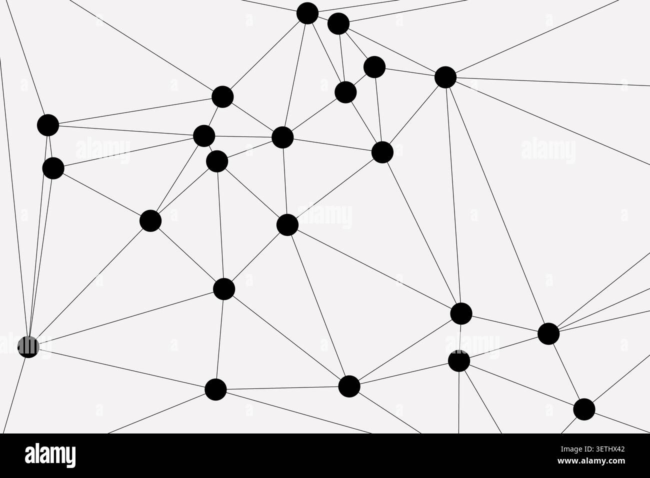 Intricate abstract geometric network featuring numerous black dots connected by fine lines. Complex pattern ideal for depicting data flow, technologic Stock Vector